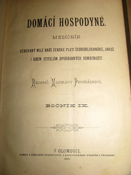 starožitná kniha domácí hospodyně  rok 1892
