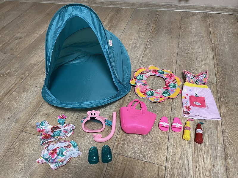 Baby born souprava na kempování + souprava na plavání