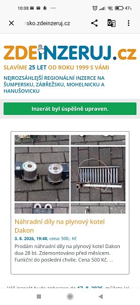 Náhradní díly na plynový kotel